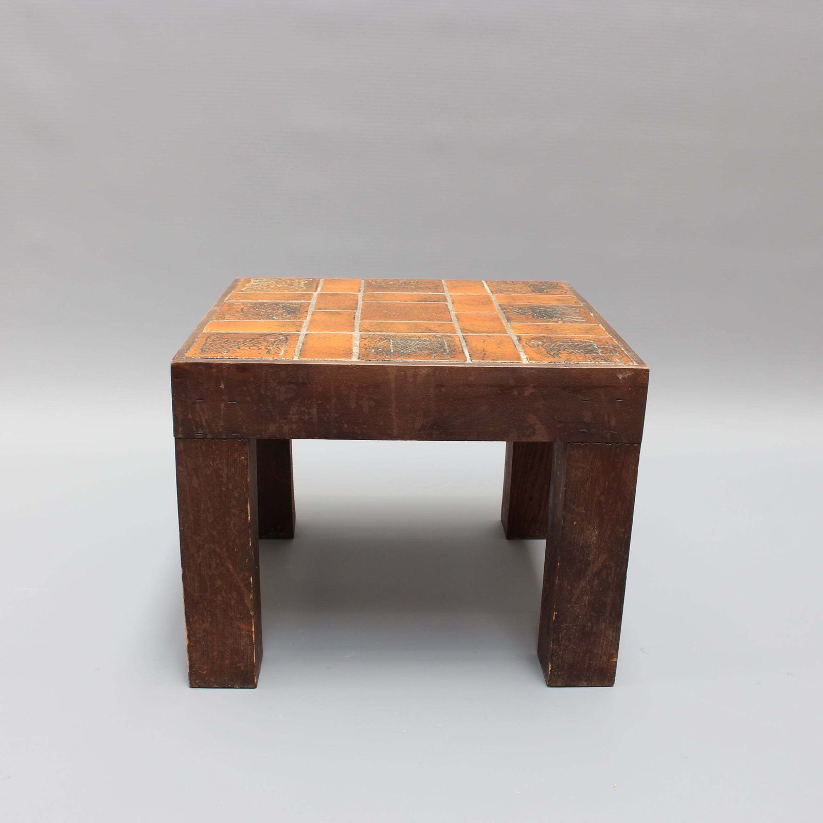 Vintage French Square Side Table With Ceramic Tile Top By Jacques Blin (Circa 1950s) photo Furniture