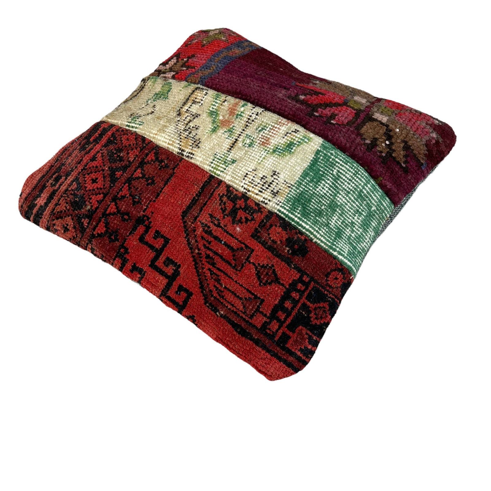 16x16 Vintage Patchwork Home Decor And Turkey Pillow, 40 X 40 Cm Square Rug Cushion Cover photo vinterior