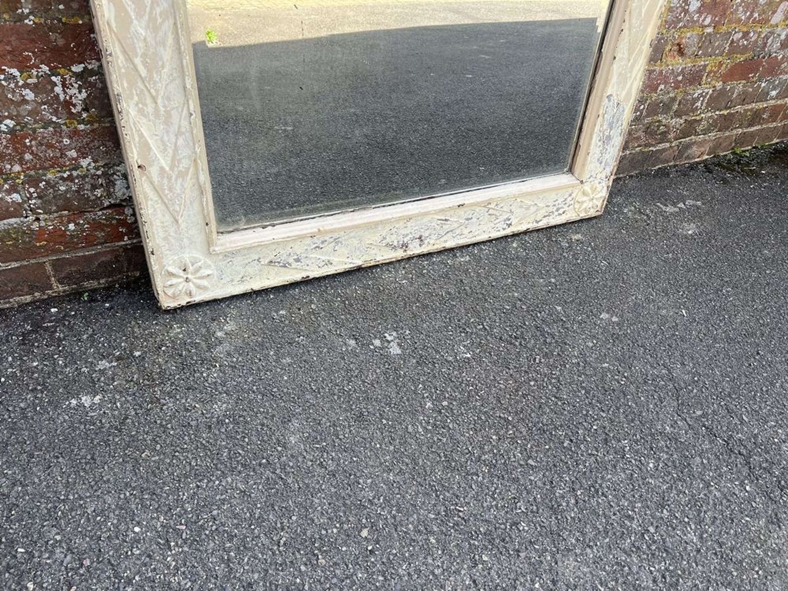 A Fabulous Large Antique Swedish Carved Wood Distressed Painted Mirror photo Home Decor