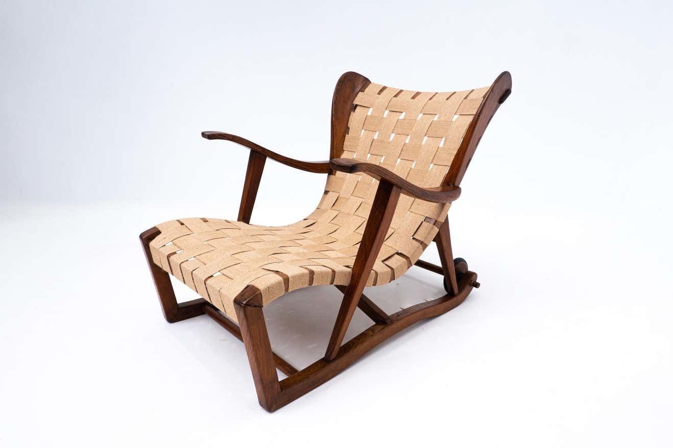 Rare Armchair By Guglielmo Pecorini Two Back Wheels, Italy, 1950s photo furniture