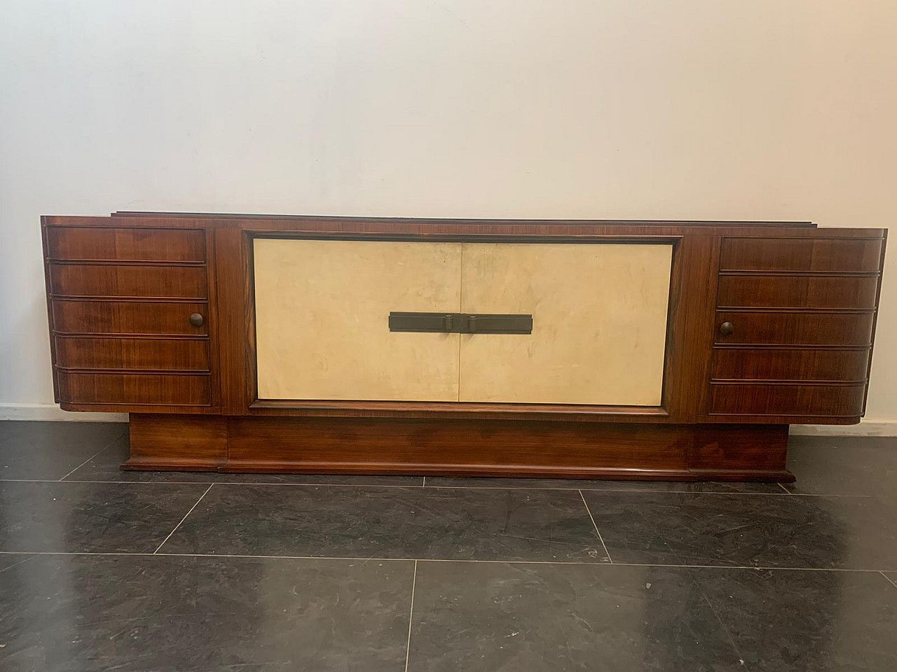 photo furniture Art Deco Dining Set In Rosewood And Parchment, 1930s