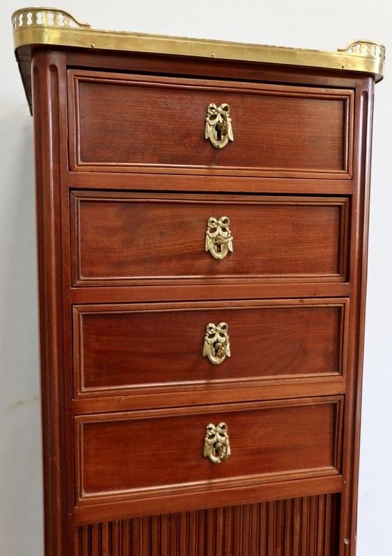 Furniture Small Mahogany Chest Of Drawers, Louis XVI Style   Late 19th Century photo