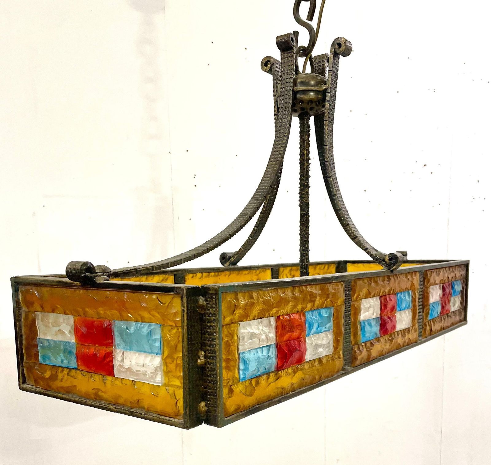 photo for sale Mid Century Colored Glass Suspension By Poliarte, Italy, 1970s