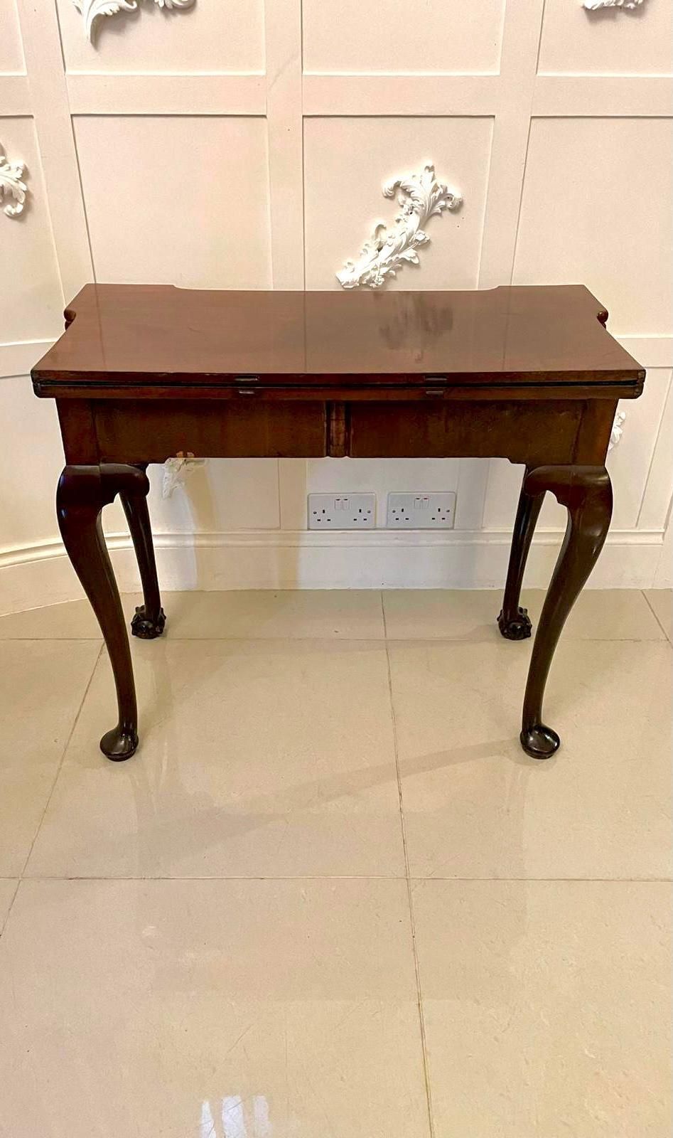 Antique George III 18th Century Chippendale Quality Carved Mahogany Card Table photo vinterior