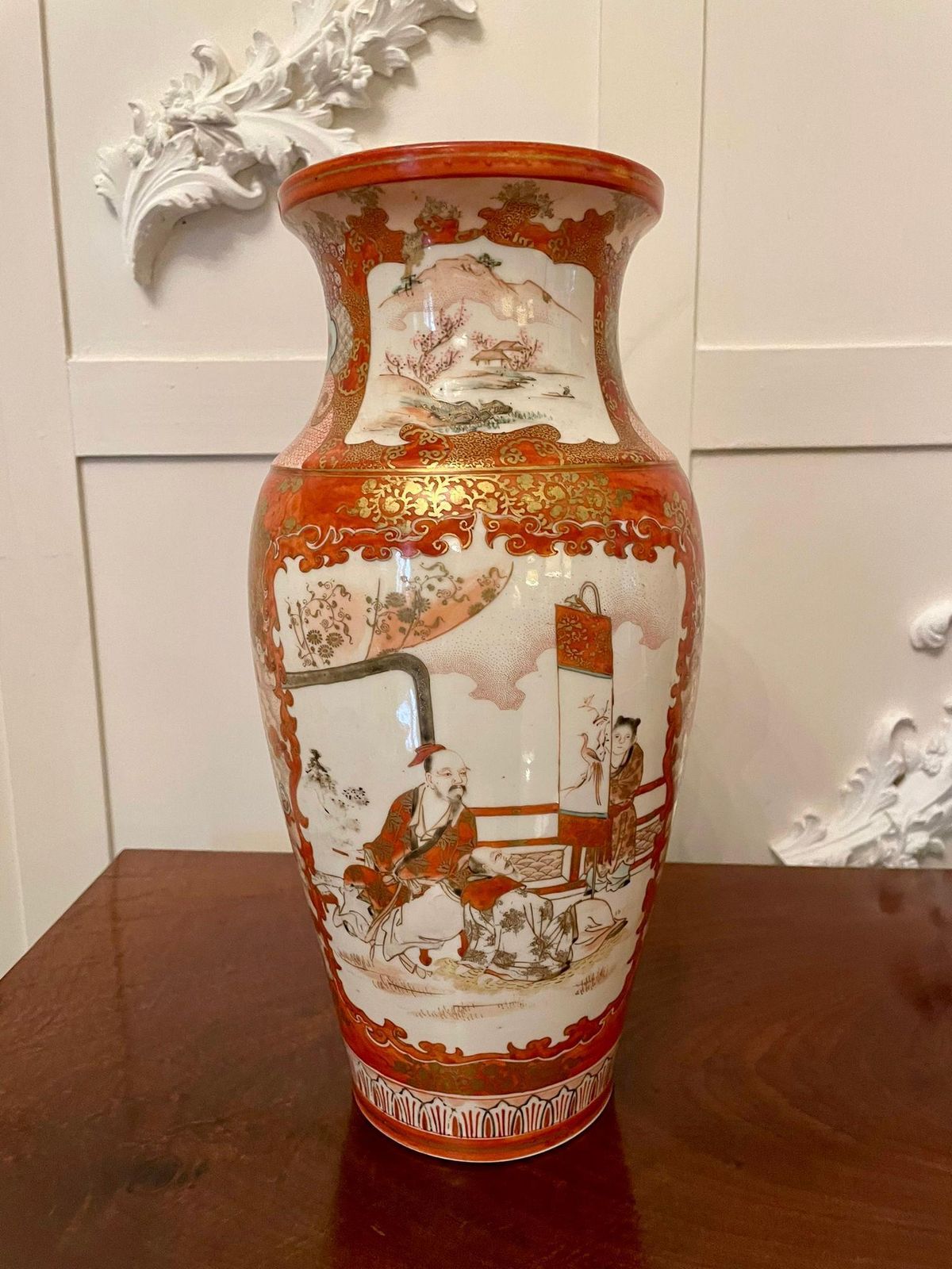 Pair Of Antique Victorian Quality Japanese Kutani Porcelain Vases photo buy