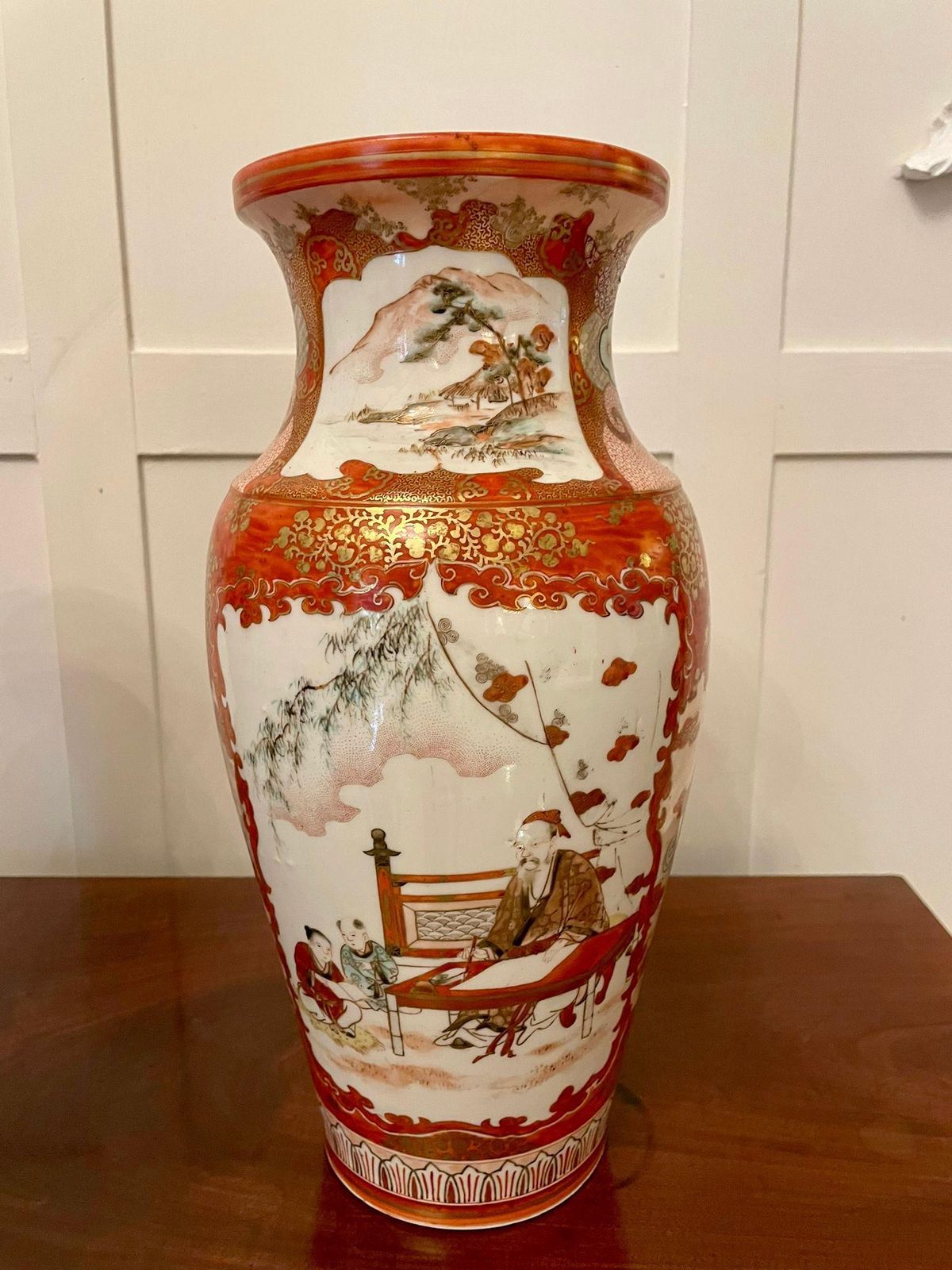 photo vinterior Pair Of Antique Victorian Quality Japanese Kutani Porcelain Vases