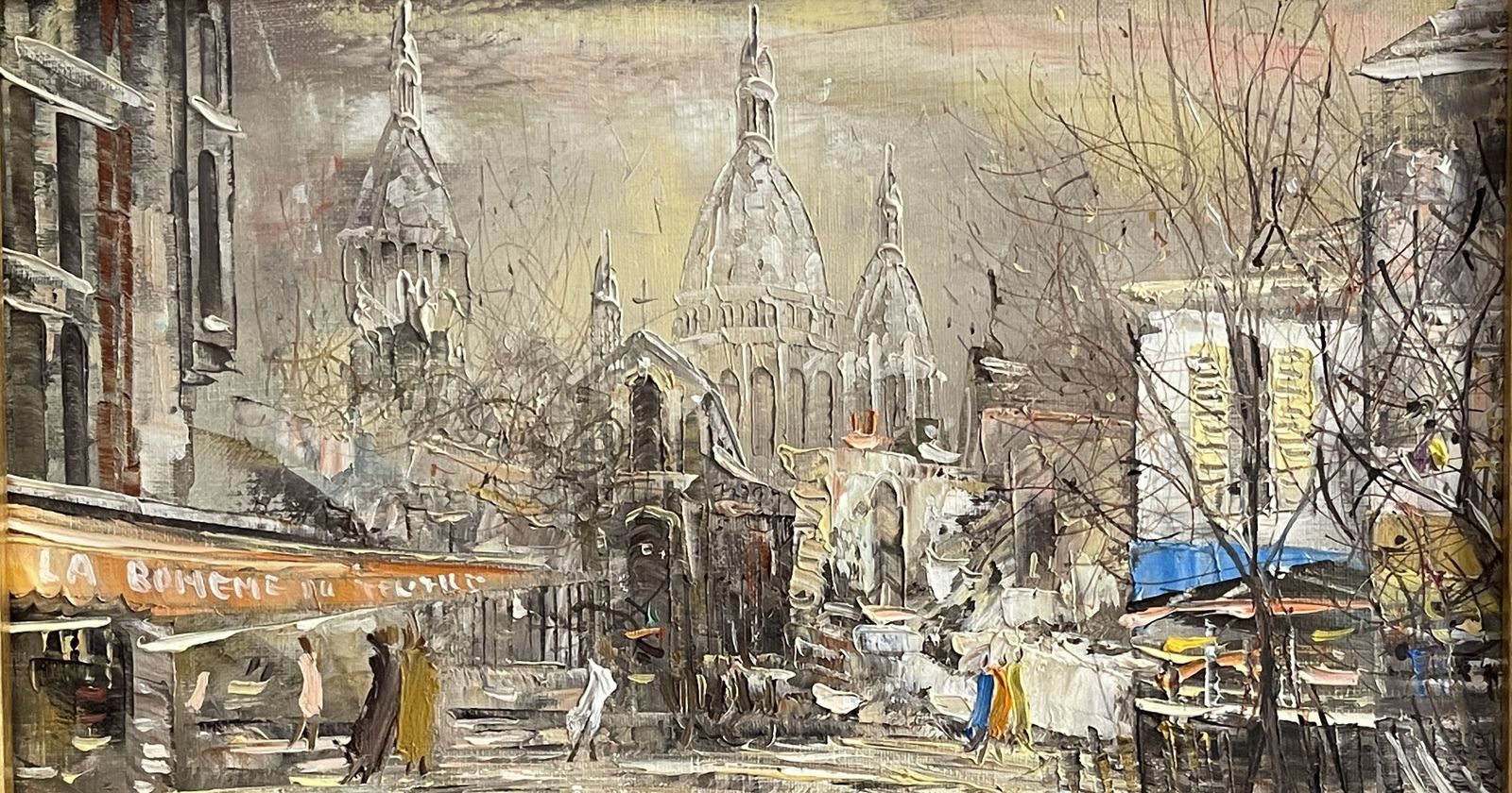 Oil Painting On Canvas, Paris, Place Du Tertre, Juinji Yamashita, 1973 photo for sale