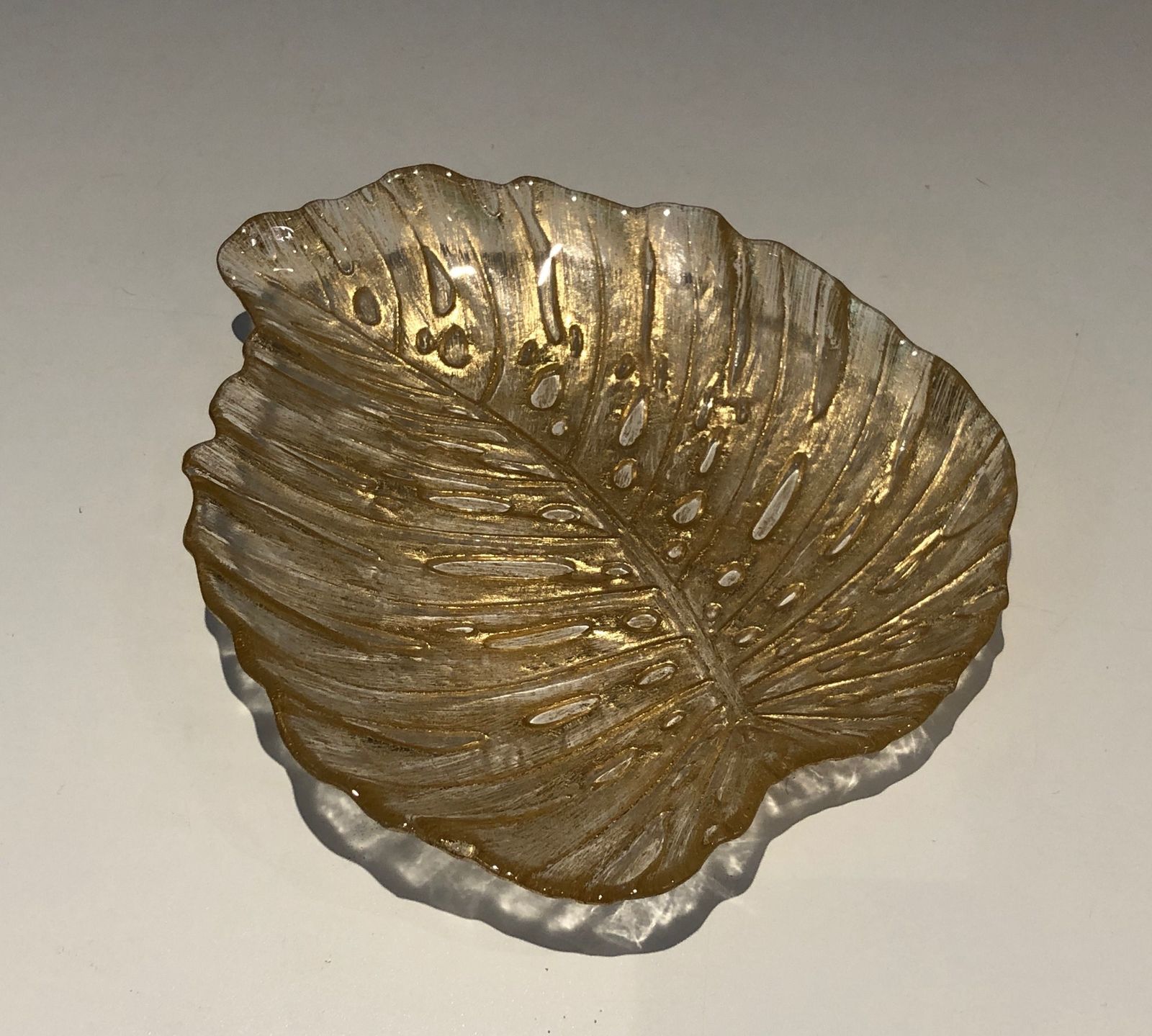 Murano Crystal Leaf Shaped Vide Pocket photo vintage