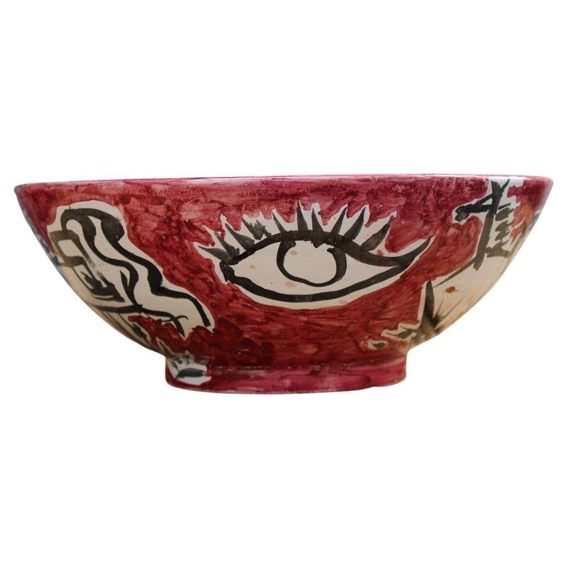 Round Big Decorative Bowls Mid Century Italian Design Red Marino Marini Attribu