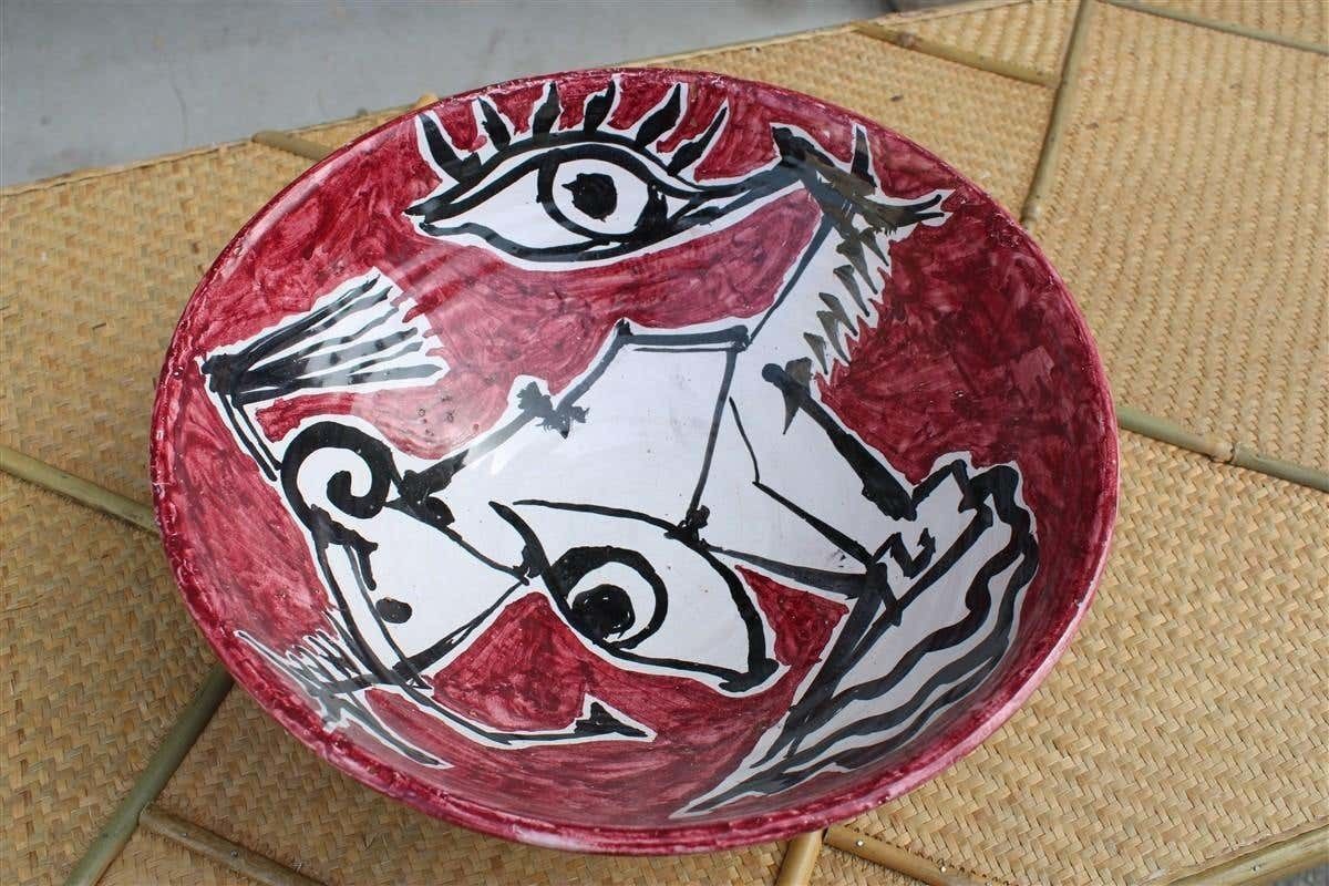 Round Big Decorative Bowls Mid Century Italian Design Red Marino Marini Attribu photo furniture