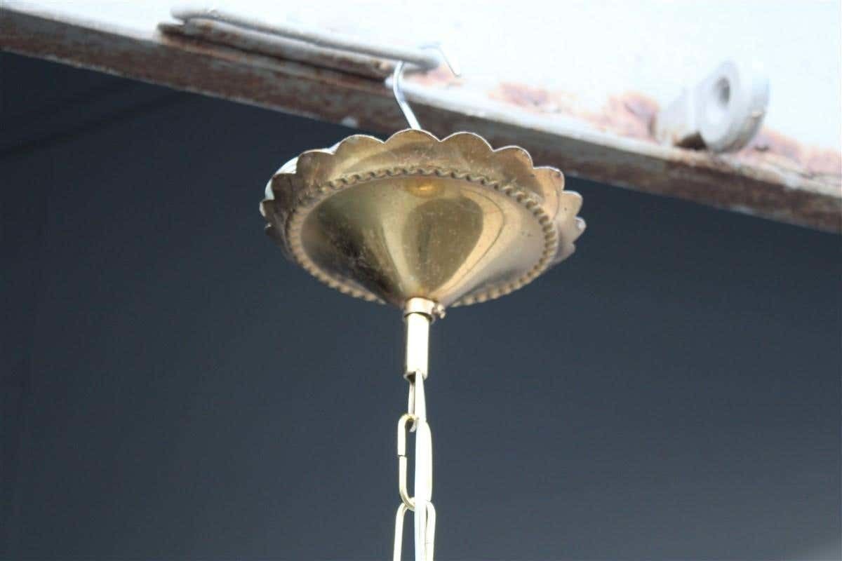 Italian Ceiling Ball Chandelier Venini Yellow Brass Chain, Italy, 1950s photo for sale