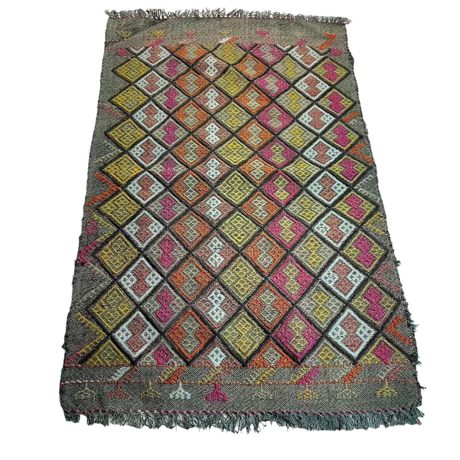Traditional Turkish Mini Kilim Rug ,Vintage Anatolian Turkish Kelim 84x52 Cm photo for sale