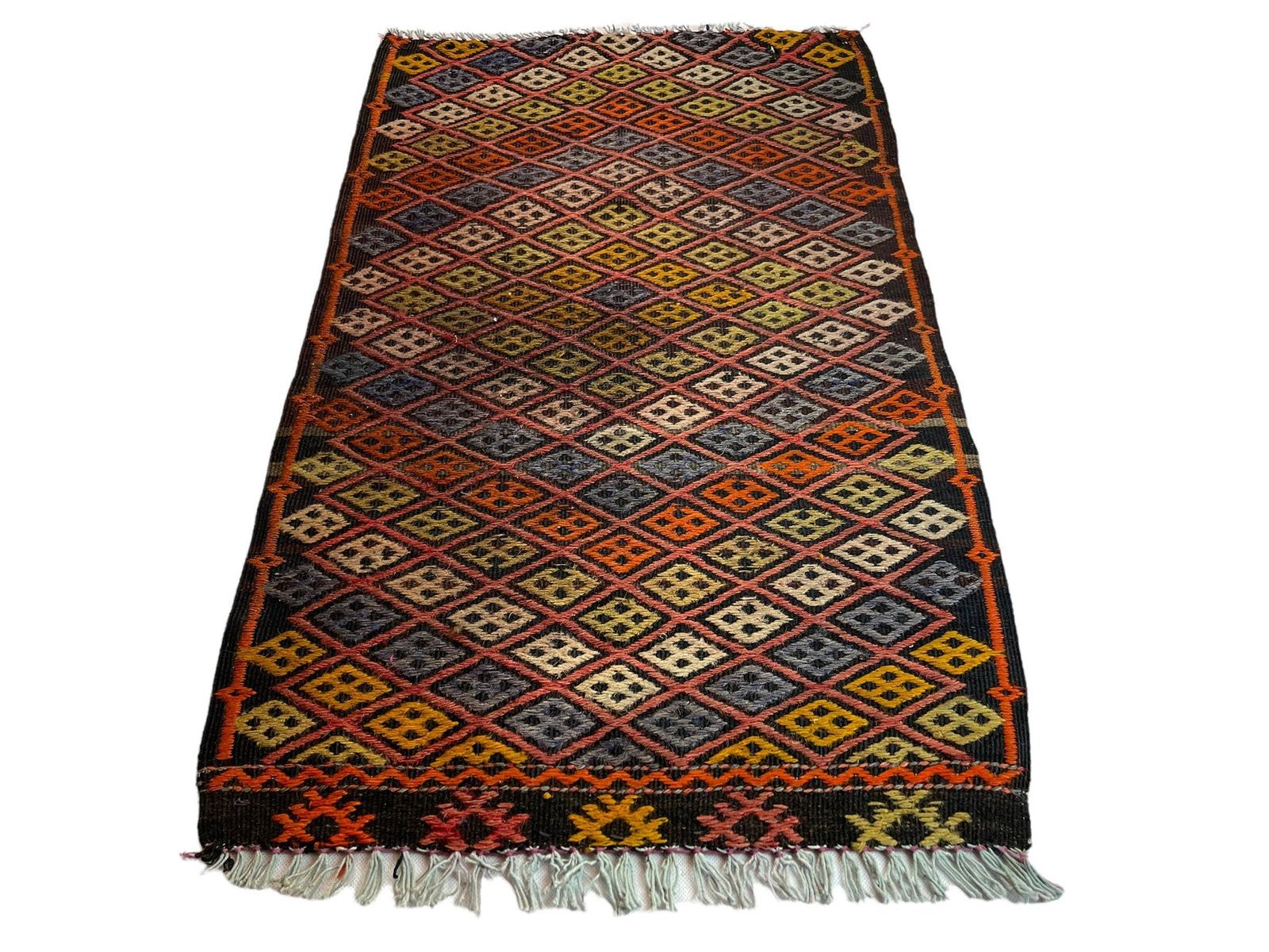 Traditional Turkish Mini Kilim Rug ,Vintage Anatolian Turkish Kelim 77x50 Cm
