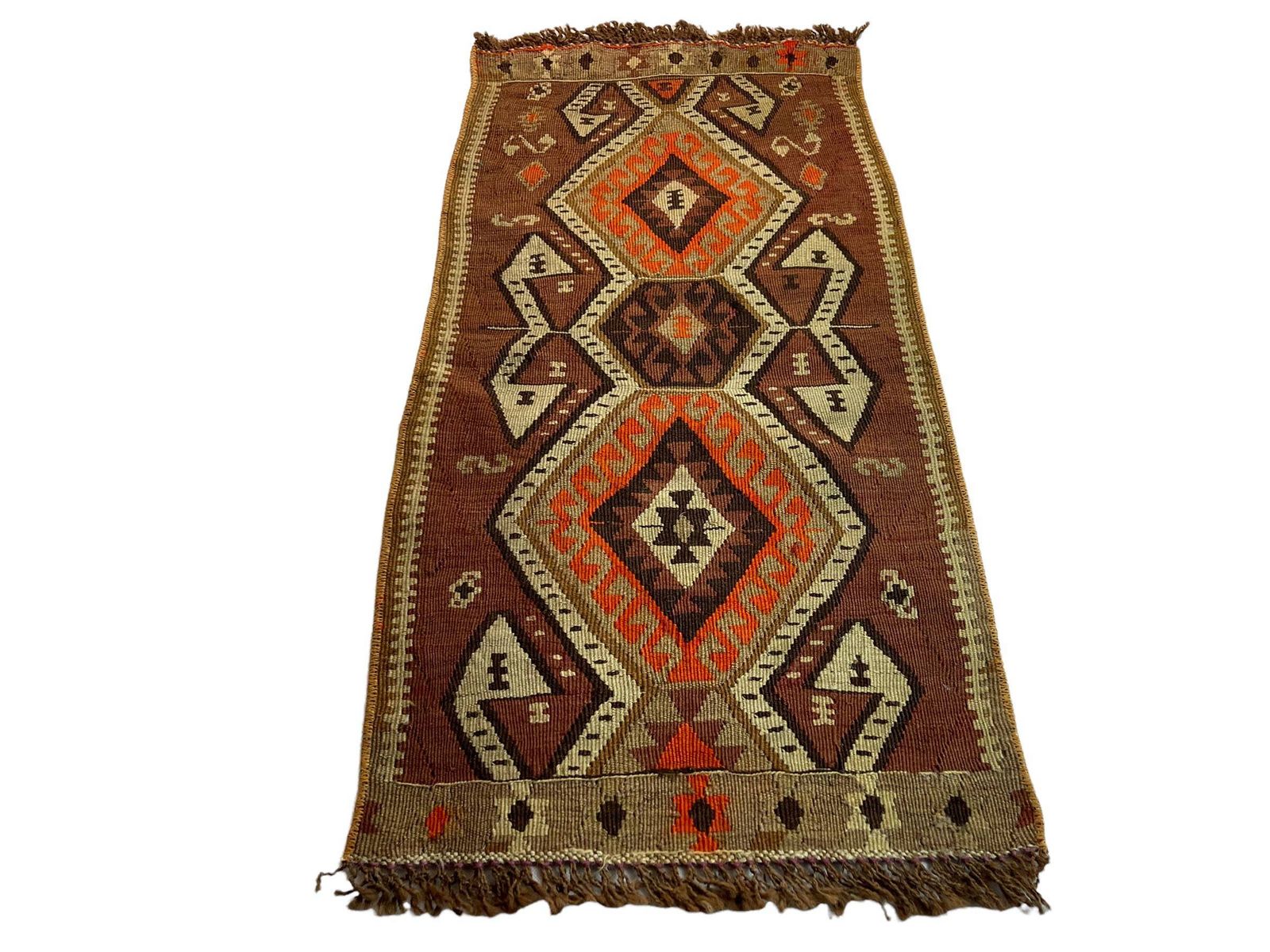 Traditional Turkish Mini Kilim Rug ,Vintage Anatolian Turkish Kelim 95 X 48 Cm