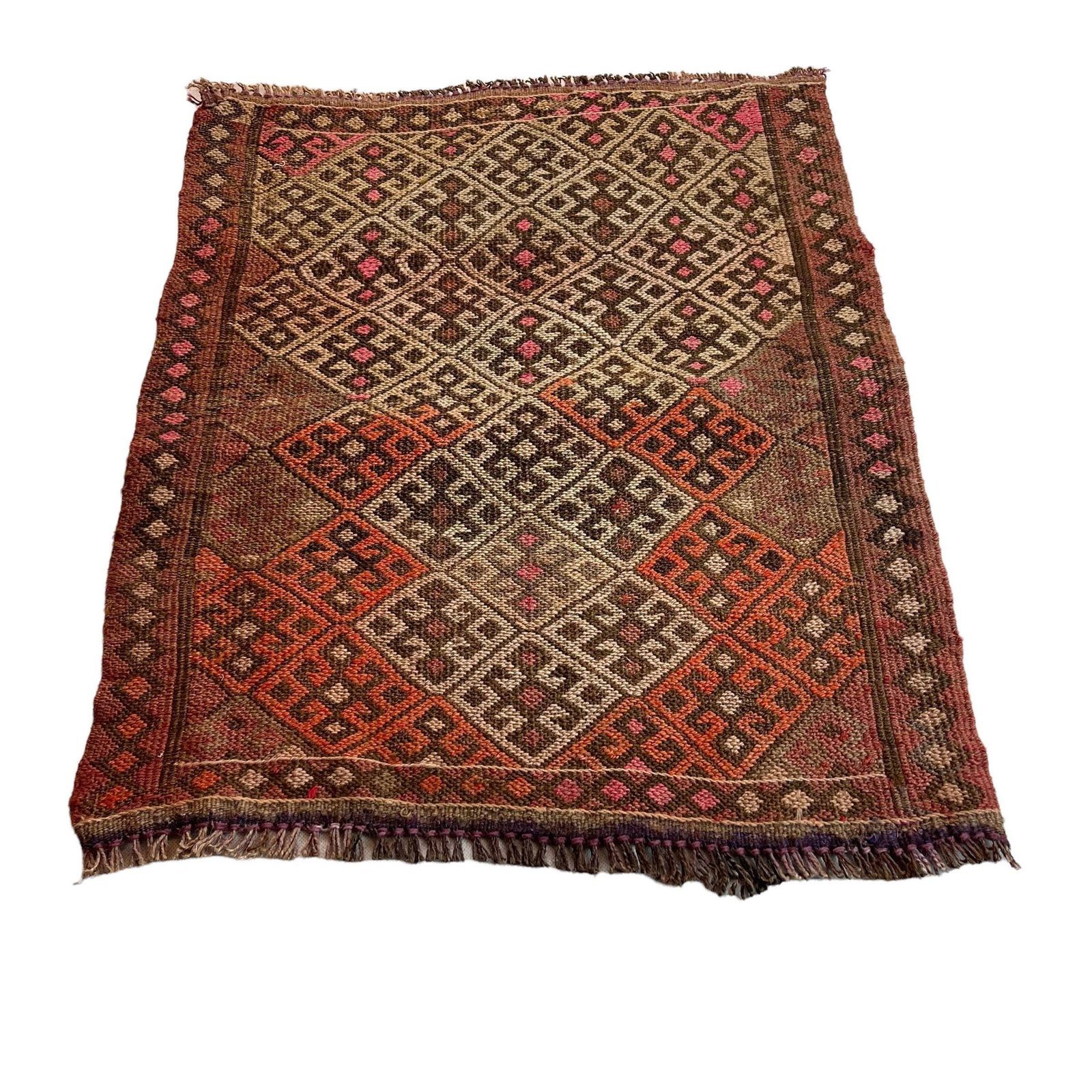 Traditional Turkish Mini Kilim Rug ,Vintage Anatolian Turkish Kelim 63x54 Cm