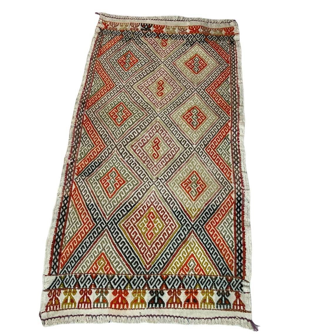 Traditional Turkish Mini Kilim Rug ,Vintage Anatolian Turkish Kelim 85 X 46 Cm photo 188.0