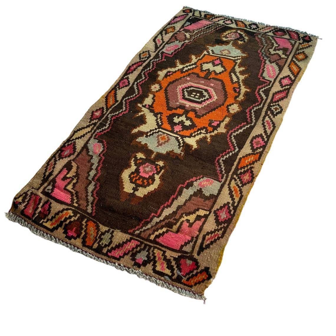 Traditional Turkish Mini Kilim Rug ,Vintage Anatolian Turkish Kelim 102 X 53 Cm photo furniture