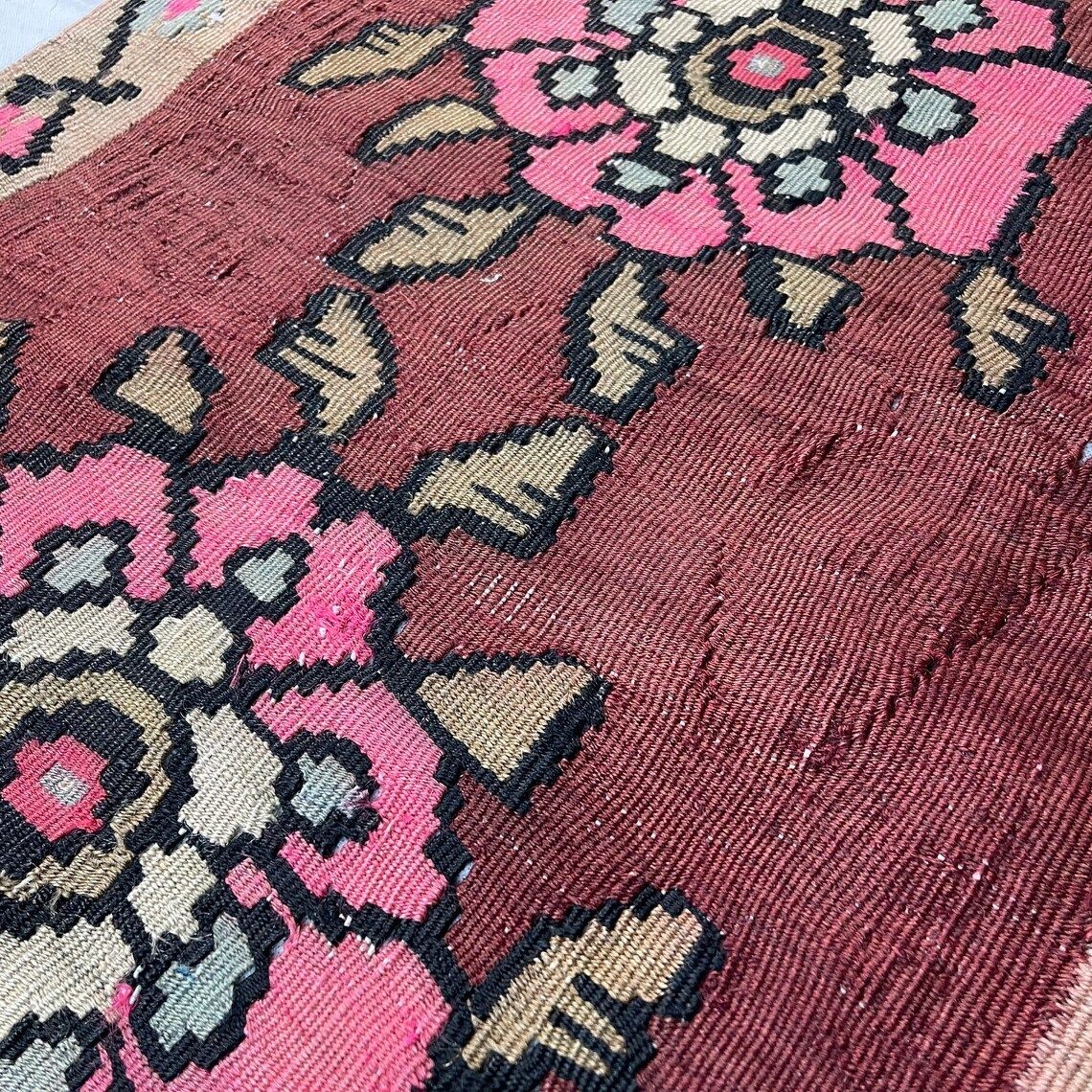 Traditional Turkish Mini Kilim Rug ,Vintage Anatolian Turkish Kelim 94 X 66 Cm photo 188.0