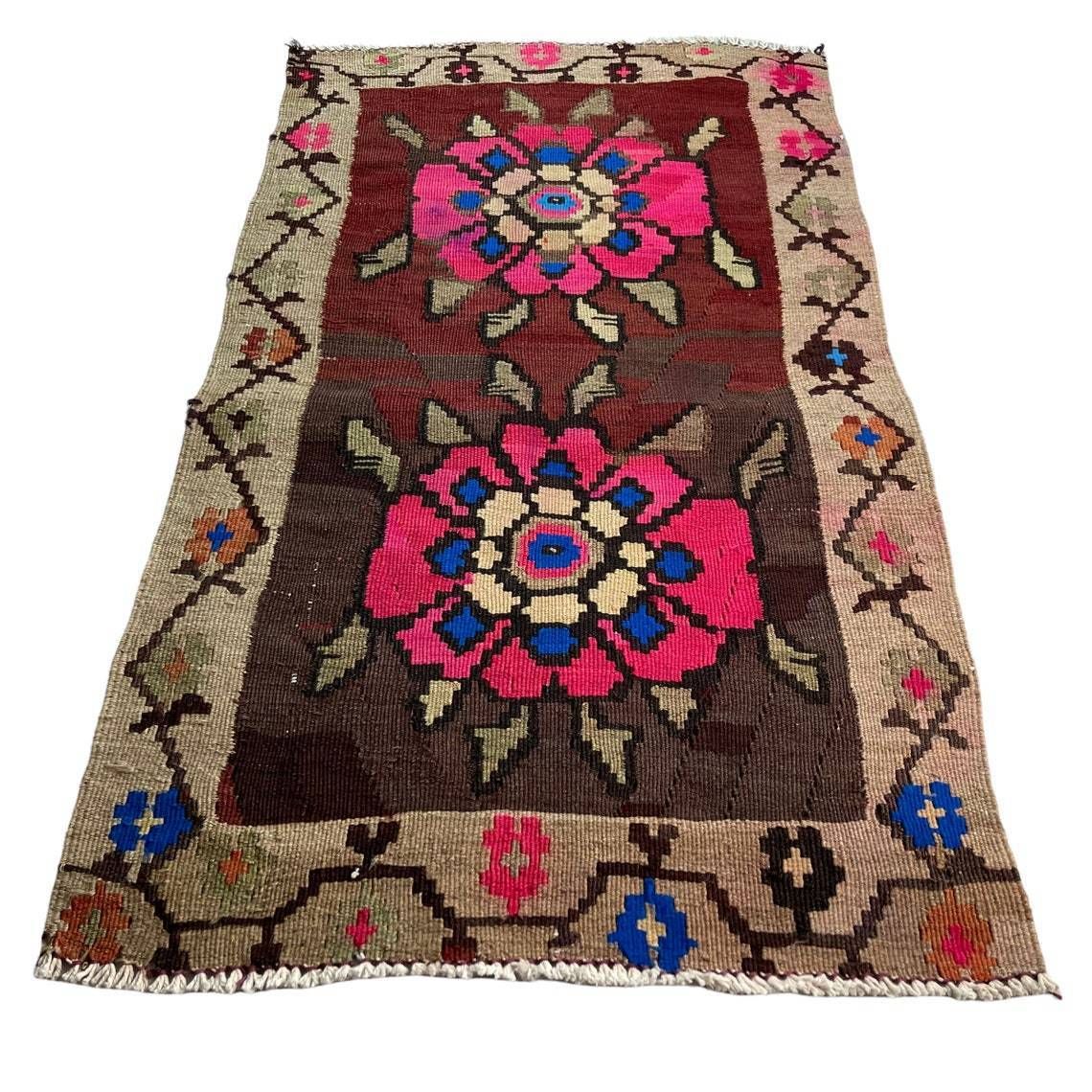 Traditioneel Turks Mini Kilimkleed, Vintage Anatolisch Turks Kelim 96 X 56 Cm