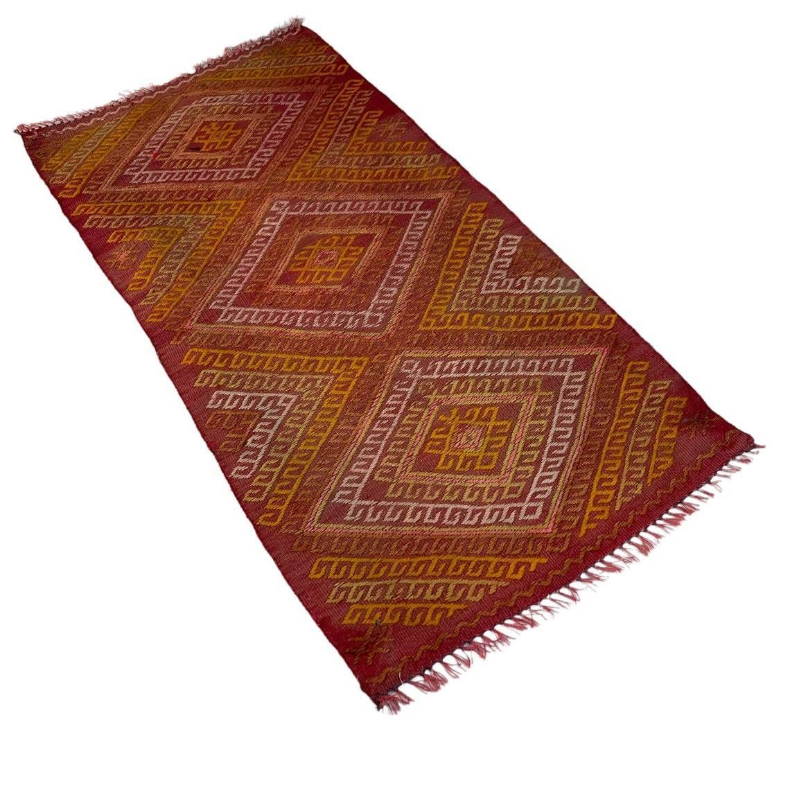 Traditional Turkish Mini Kilim Rug ,Vintage Anatolian Turkish Kelim 96 X 47 Cm photo 188.0