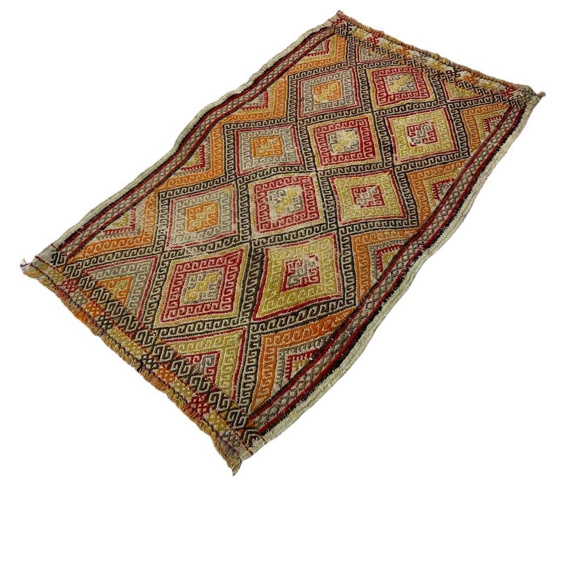 Traditional Turkish Mini Kilim Rug ,Vintage Anatolian Turkish Kelim 84 X 50 Cm photo Textiles