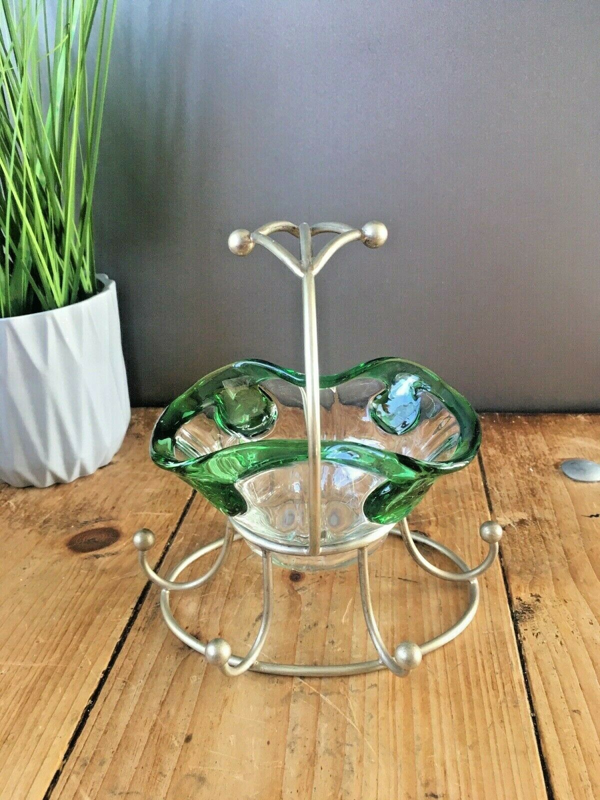 Lovely Art Nouveau Glass Epns Sugar Bowl Sweet Dish Bohemian Czech Loetz Kralik