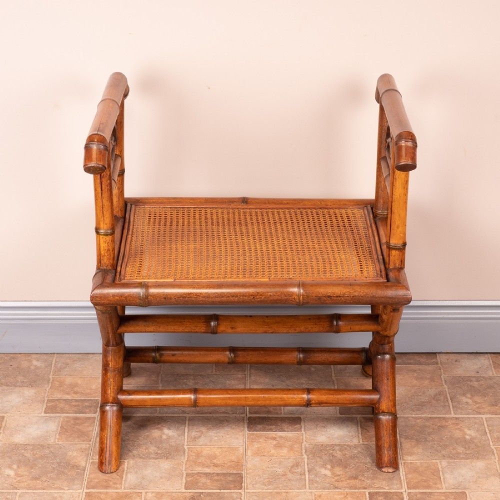 Bamboo Hall Bench With Cane Seat photo furniture