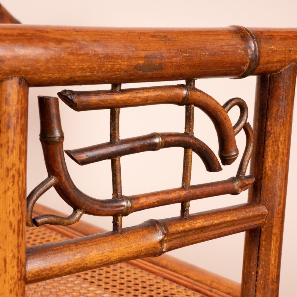 Furniture Bamboo Hall Bench With Cane Seat photo
