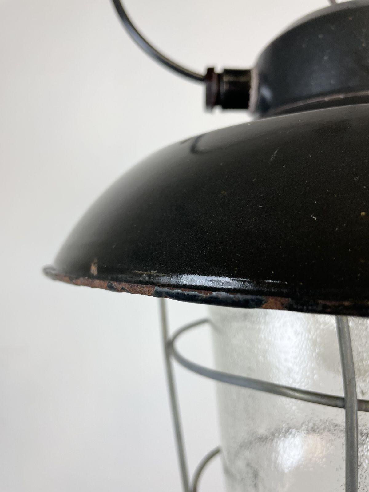 169.0 Industrial Black Enamel Factory Hanging Lamp, 1960s photo