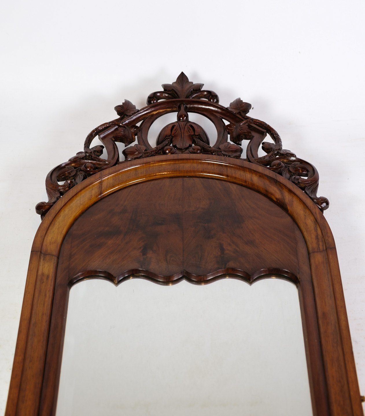 Antique Christian VIII Mirror With Decoration In Mahogany From Around The 1860s. photo furniture