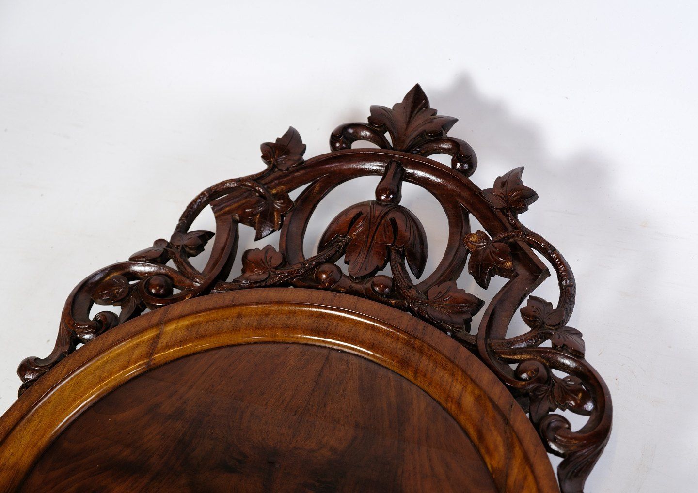 Antique Christian VIII Mirror With Decoration In Mahogany From Around The 1860s. photo for sale
