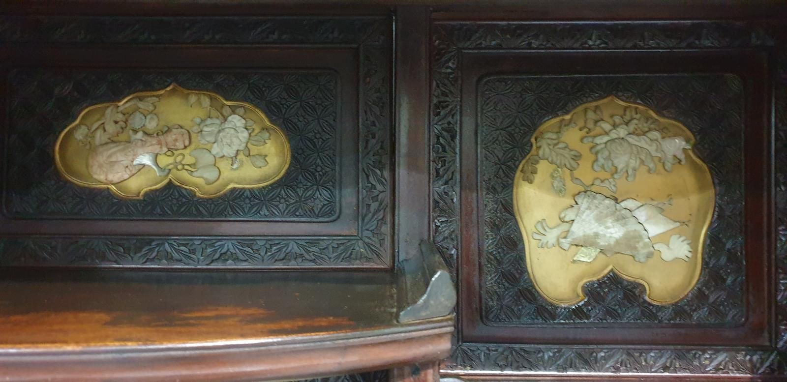 photo furniture Large Meji Period Shibayama Cabinet