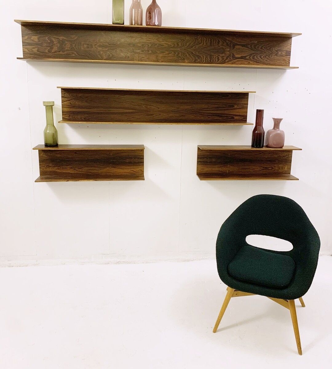 Set Of 4 Mid Century Wooden Shelves photo furniture