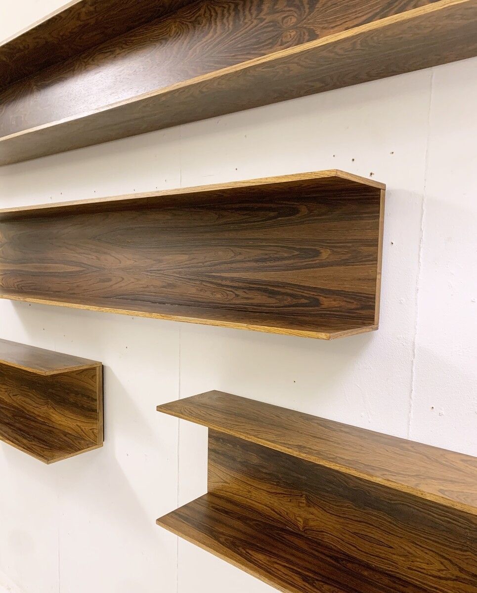 Set Of 4 Mid Century Wooden Shelves photo vinterior