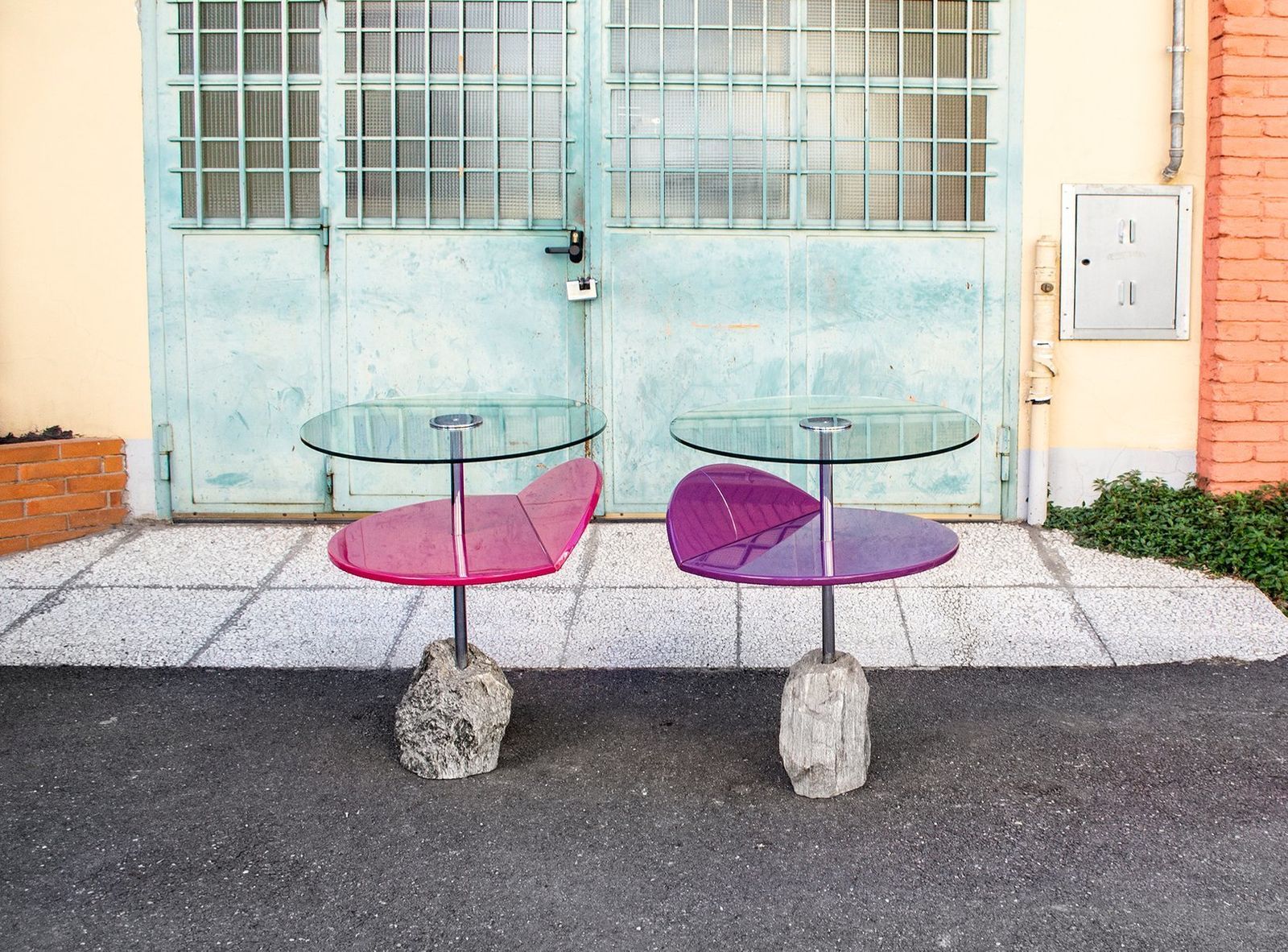 Italian Stone Base Side Tables From Tasty, 1980s, Set Of 2