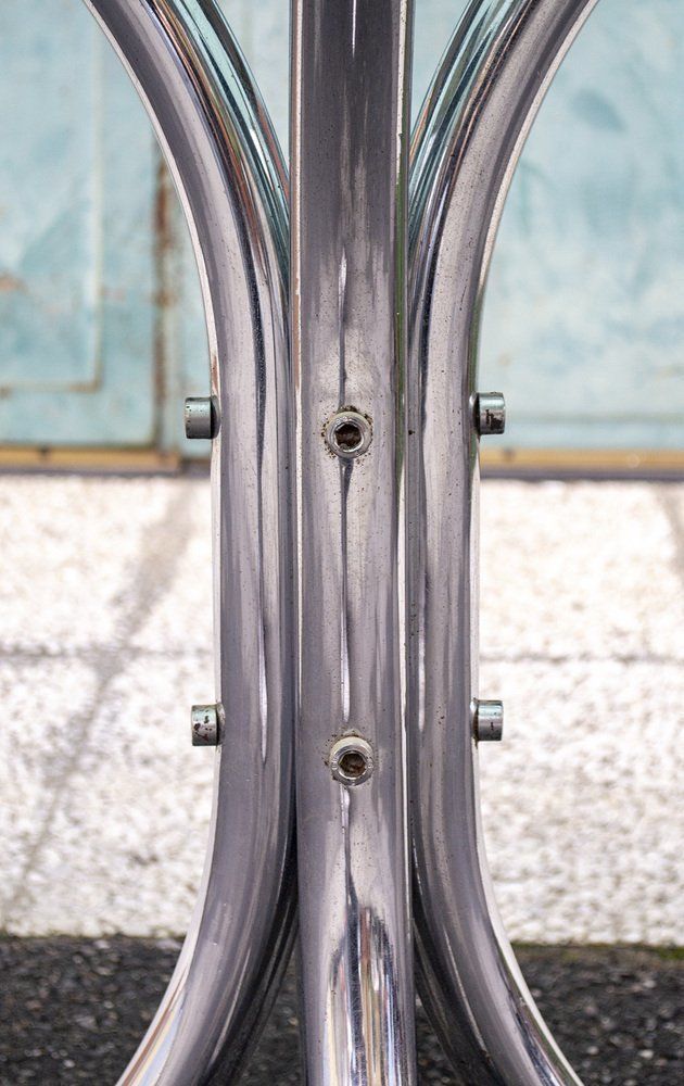 Round Table In Chromed Metal And Glass By Giotto Stoppino, Italy, 1960s photo Furniture