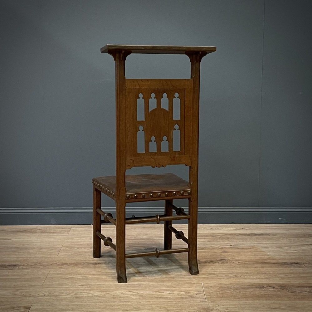 Attractive Antique Rustic Flemish Victorian Carved Oak Gothic Hall Church Chair photo vintage