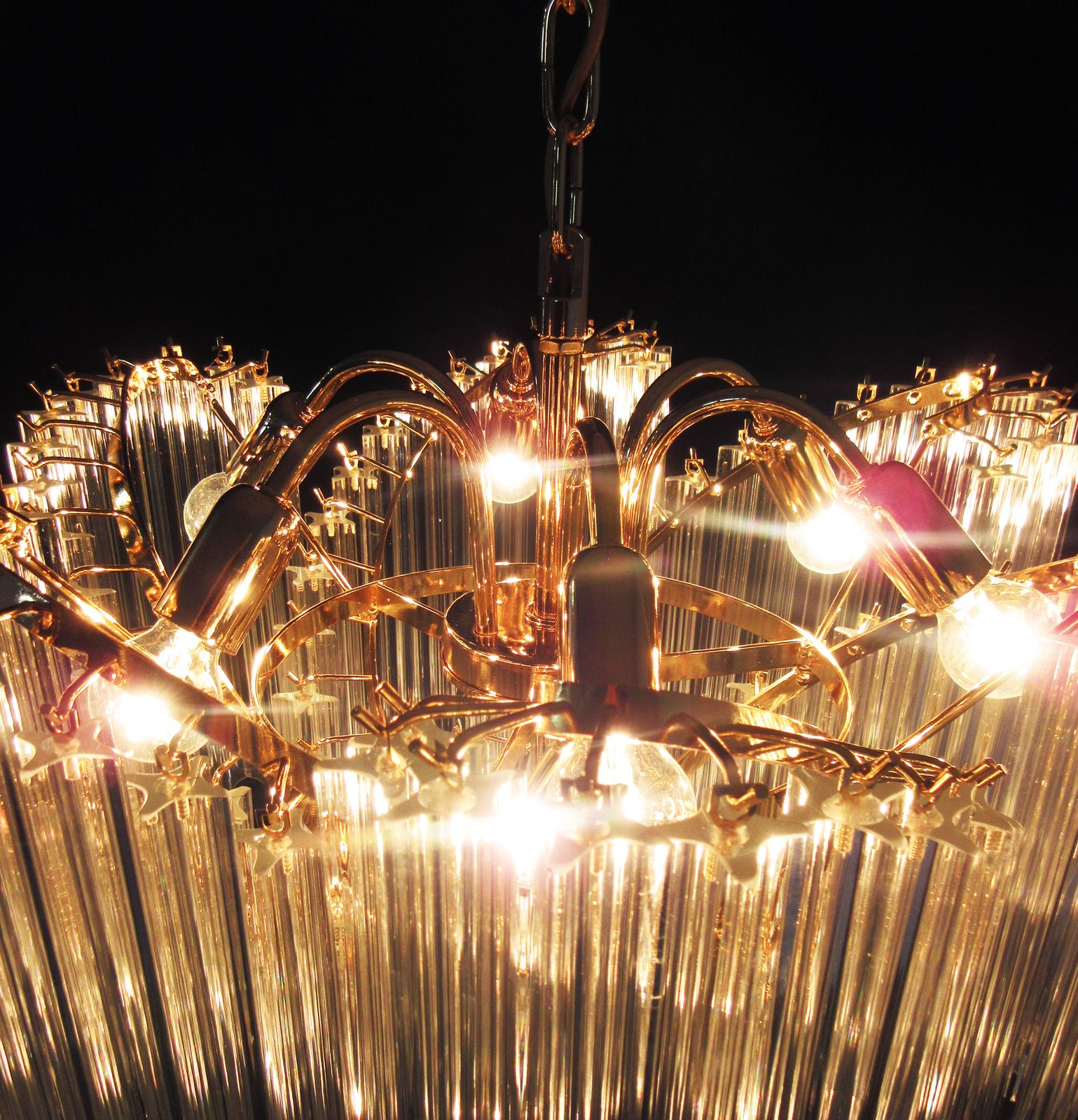 Modern Quadriedri Murano Glass Chandelier   114 Trasparent Prism Quadriedri photo vinterior
