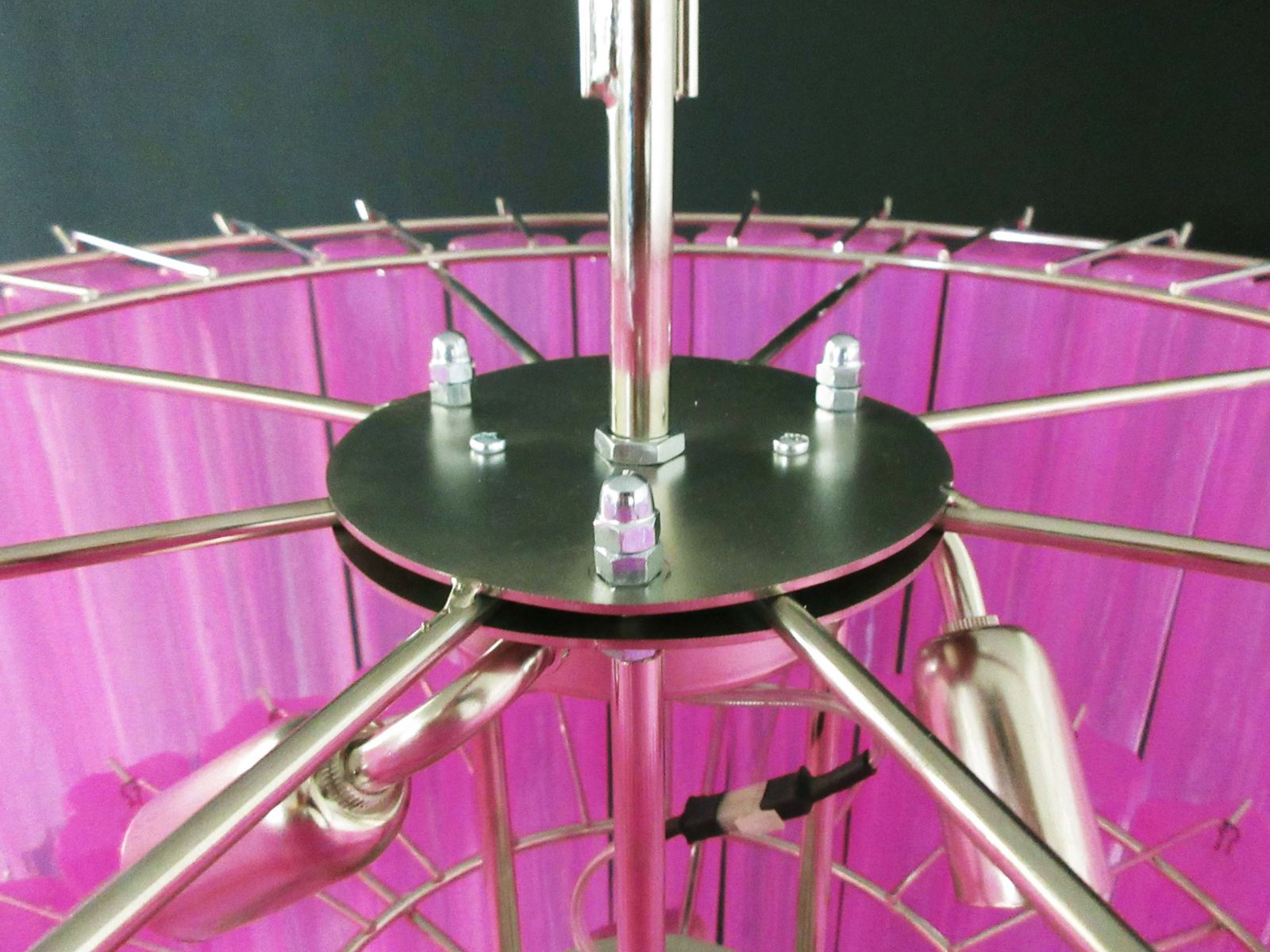 photo buy Huge Vintage Murano Glass Tiered Chandelier   78 Glasses   Pink Fuxia Silk