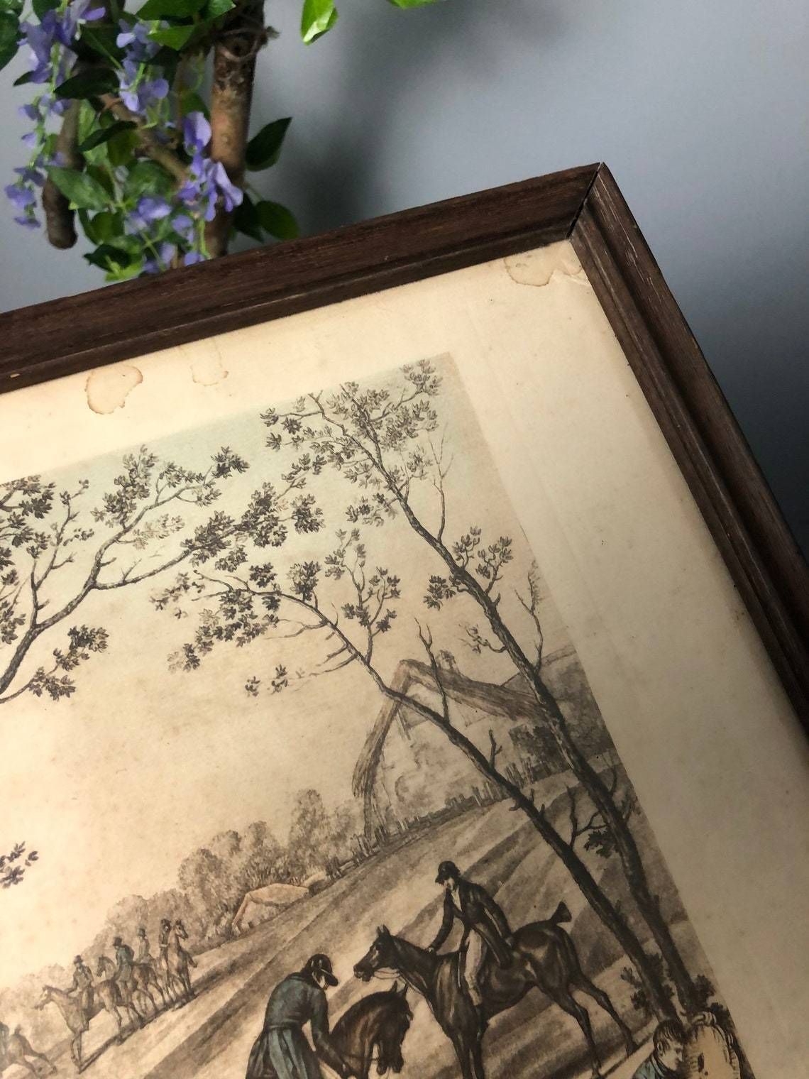 Antique French Engraving Jean Pierre Jazet Le Depart C Vernet Aquatint Hunting Equestrian (P) photo 120.0