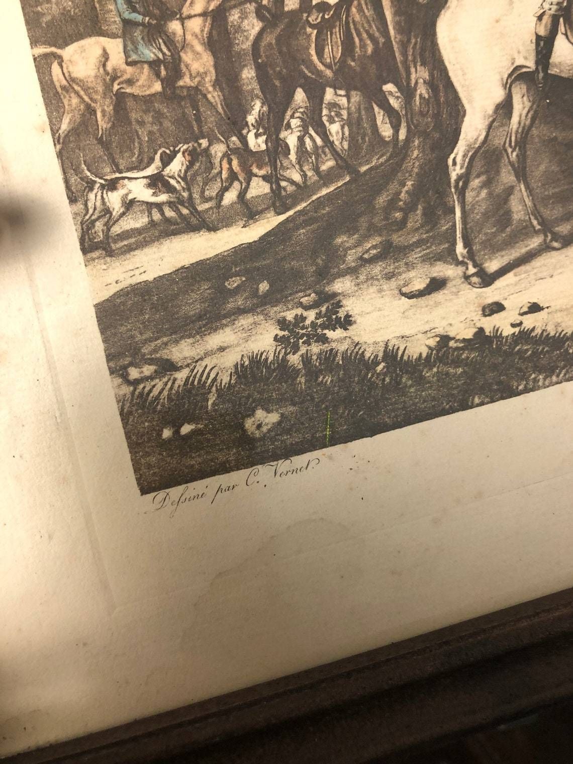 Antique French Engraving Jean Pierre Jazet Le Depart C Vernet Aquatint Hunting Equestrian (P) photo buy