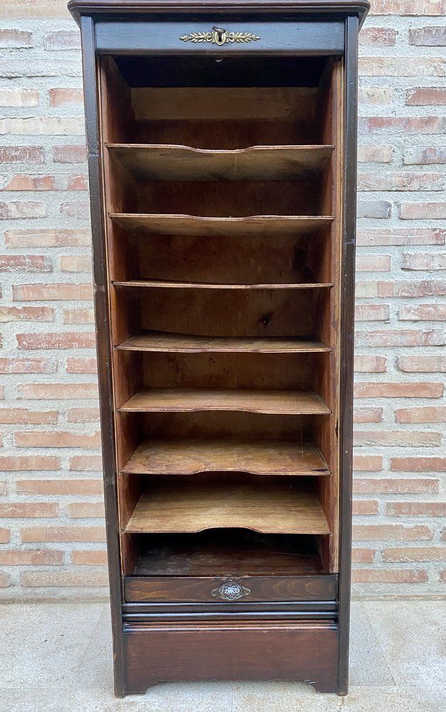 Early 20th Century Filing Cabinet With One Roller Louver Door & Eight Shelves photo 1511.0