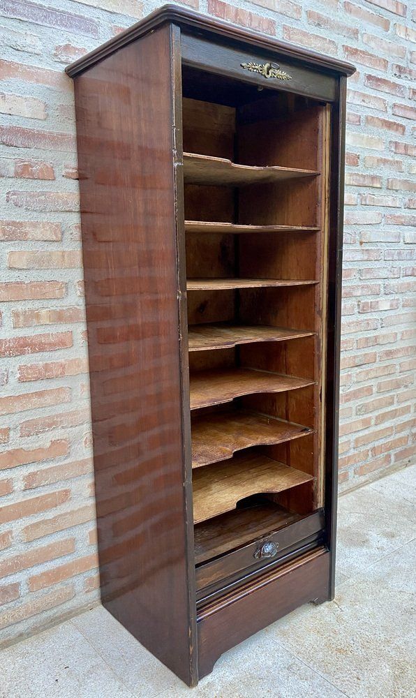 Early 20th Century Filing Cabinet With One Roller Louver Door & Eight Shelves photo buy