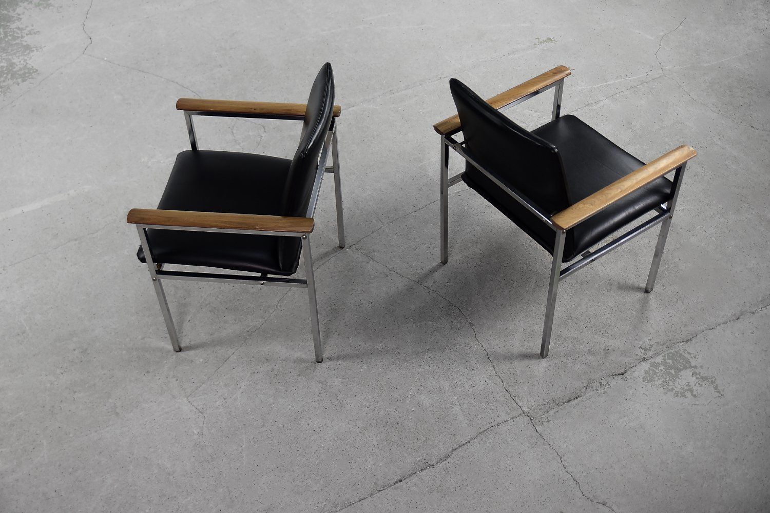 Mid Century Scandinavian Black Leather Armchair By Sigvard Bernadotte For France & Søn, 1960s, Set Of 2 photo 3122.0