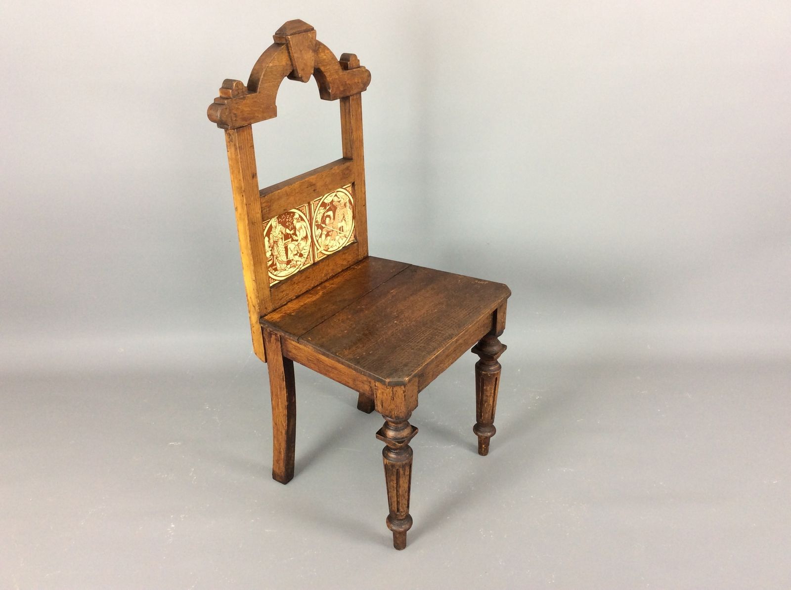 Arts And Crafts Gothic Revival Hall Chair With Minton Tiles C1880 photo 360.0