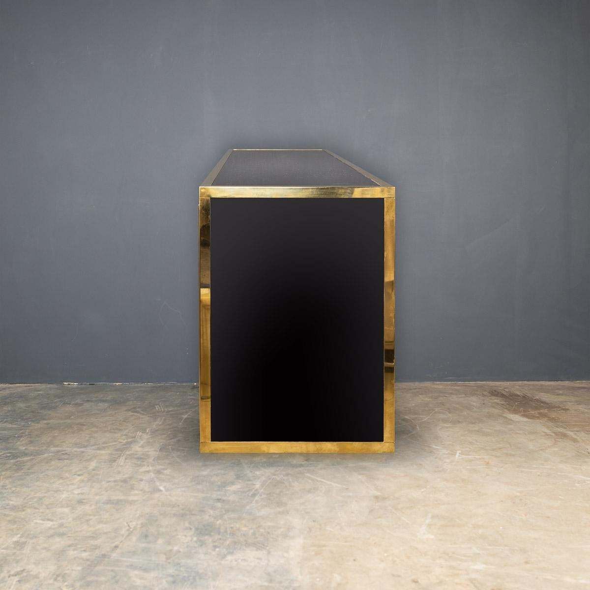 20th Century Brass & Mirrored Sideboard By Michel Pigneres, C.1970 photo Furniture