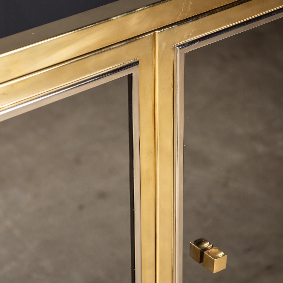 photo furniture 20th Century Brass & Mirrored Sideboard By Michel Pigneres, C.1970