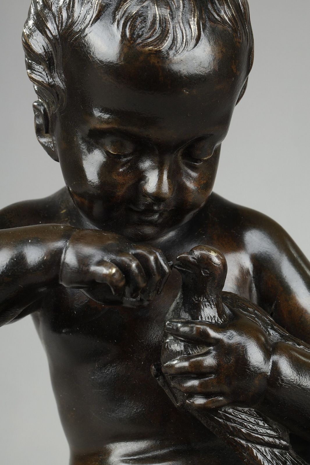 photo furniture Bronze "The Girl With The Bird And The Shell" After Pigalle