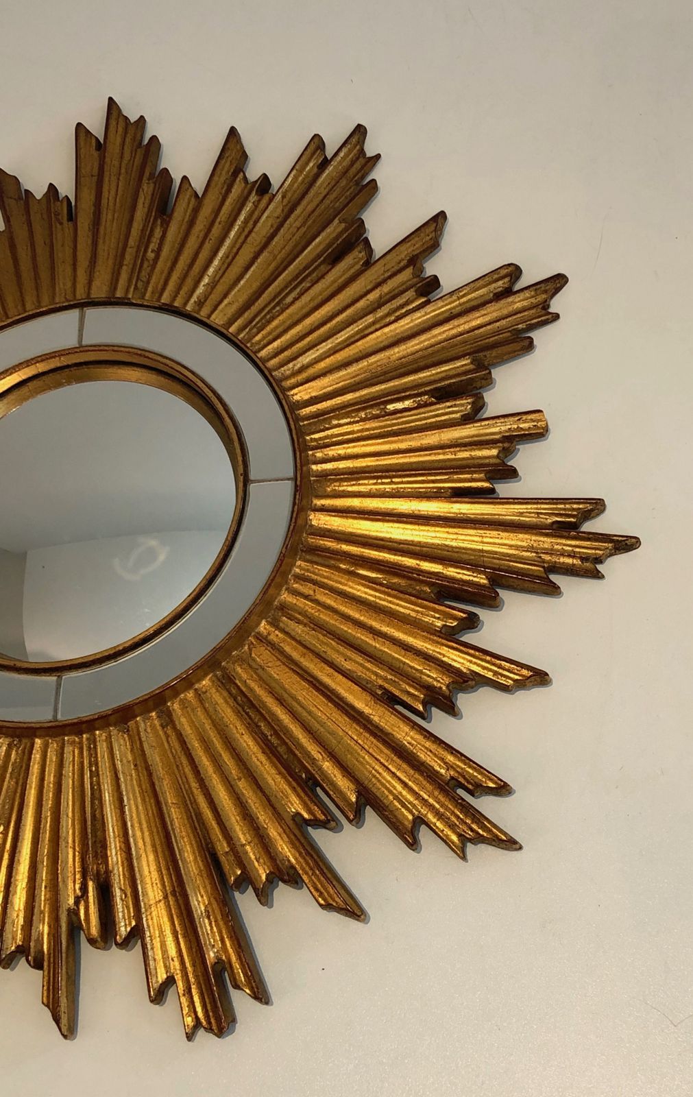 Golden Resin Sun Mirror, 1970s photo vintage