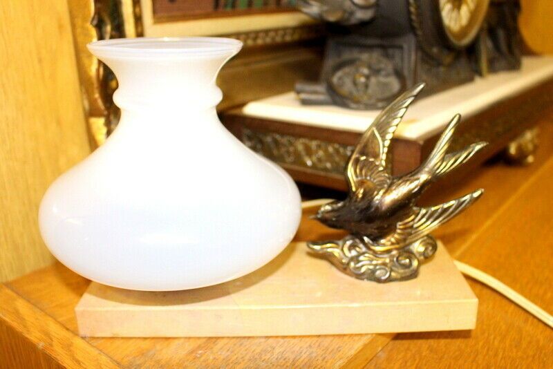 Antique Bronze French Table Desk Light Paris Chateau Onyx + Opaline Glass 1920s photo furniture